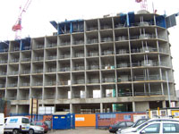 Concrete structure formed using Form-Fab room form shutters