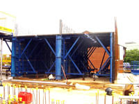 Assembled room form shutters prior to concrete pour